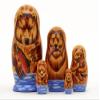 Golden Cockerel Brown Bear Russian Nesting Doll 5pc./6" Alaska Bear Fishing Matryoshka Wood Stacking Toy view 1