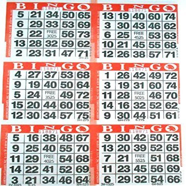 American Games 6 on Orange Bingo Paper Cards - 500 Sheets - 3000 Cards