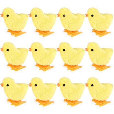 3 otters 12PCS Wind Up Toys for Easter Chicken Party Favors, Wind-Up Jumping Cute Chicken Plush Chicks Toy for Kids Goodie Bags Treasure Chest Easter Egg Fillers Birthday Party Favors Gifts
