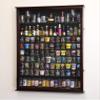 sfDisplay.com,LLC. XL Shot Glass Display Case Rack Holder Cabinet for Tall Shooter and Mini Liquor Bottle -Cherry view 2