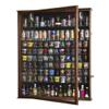 sfDisplay.com,LLC. XL Shot Glass Display Case Rack Holder Cabinet for Tall Shooter and Mini Liquor Bottle -Cherry view 3