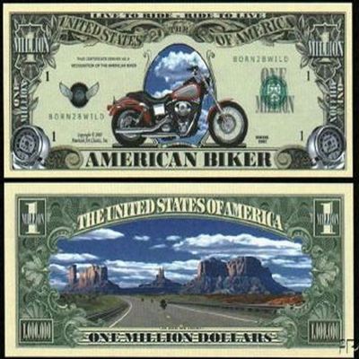 10 American Biker Million Dollar Bills with Bonus Thanks a Million Gift Card Set