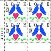 1990 LOVE BIRDS #2440 Plate Block of 4 x 25 cents US Postage Stamps view 1