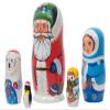 Golden Cockerel Made in Russia Authentic Russian Nesting Polar Christmas Doll 5pc./6" aka Traditional Santa Claus and Friends Collectible Babushka Russian Doll 100% Guaranteed! view 2
