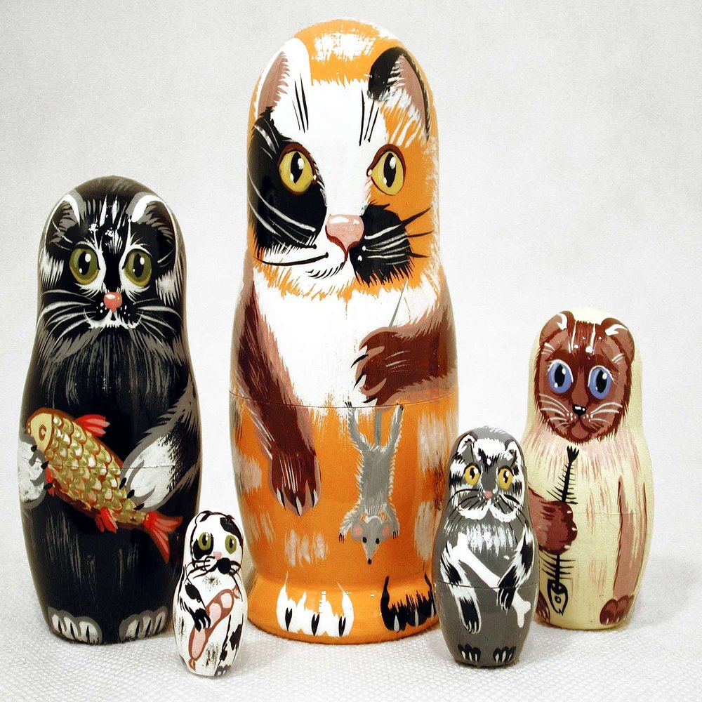 Golden Cockerel Alley Cat Nesting Doll 5pc./4"