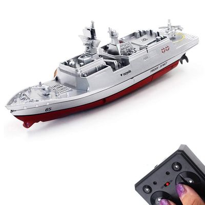 Tipmant Military RC Naval Ship Vessel Warcraft 2.4 GHz Remote Control Boat Speedboat Electric Water for Swimming Pool Kids Toy Birthday Gifts (Silver)