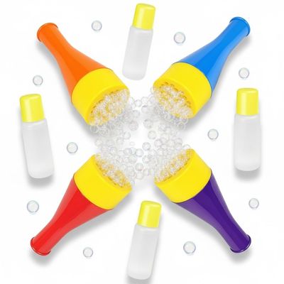 ArtCreativity Mini Blizzard Bubble Blower Set  4 Pack Blowing Pipe with Bubble Mixture  Colorful Blowing Toys for Kids, Speech Therapy, Bubble Trumpet Set for Outdoor Play and Party Favors