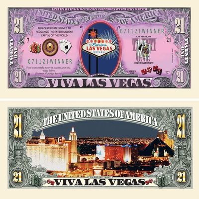 25 Las Vegas 21 Dollar Bill with Bonus Thanks a Million Gift Card Set