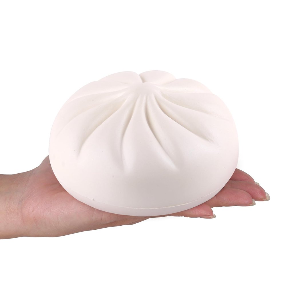 Anboor Dumplings Squishies Toys, Jumbo Slow Rising Kawaii Squeeze Dough Ball Steamed Bun Squishies,White