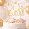 50 Cake Topper - Premium Gold Metal - 50 and Fabulous - 50th Birthday Party Sparkly Rhinestone Decoration Makes a Great Centerpiece - Now Protected in a Box view 3