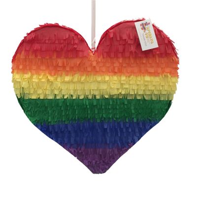 APINATA4U 17" Rainbow Heart Piata Perfect for Rainbow-Themed Birthday Parties, Anniversaries, Weddings, and Bridal Showers Fun and Festive Decoration for All Celebrations