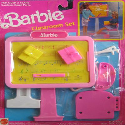 Barbie Classroom Play Set w "Learning Board" & MORE! (1990 Arco Toys, Mattel)