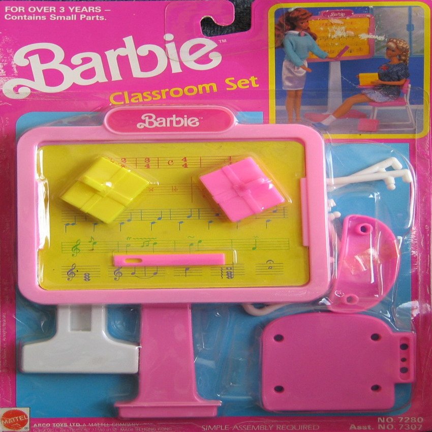 Barbie Classroom Play Set w "Learning Board" & MORE! (1990 Arco Toys, Mattel)