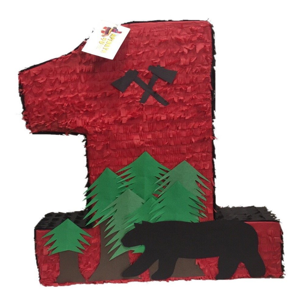 20" Number One Pinata Lumberjack Theme Party Supplies Decoration Wild One Bear Theme Lumberjack Decorations First Birthday Woodland Party Wild One