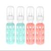 Lifefactory Glass Baby Bottle BPA Free | Protective Silicone Sleeve | 4 oz Pack of 4 | Mint & Cantaloupe view 1