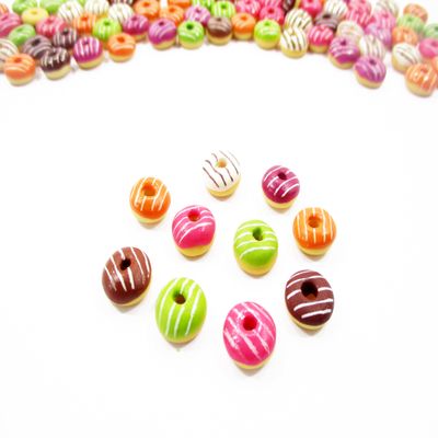 10 Striped Donut Bakery Dollhouse Miniatures Food Supply Charms 3609