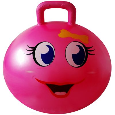 AppleRound Hippity Hoppity Hopball with Ball Pump, 18in/45cm Diameter for Age 3-7, Kangaroo Bouncer, Space Hopper Ball with Handle for Children, Printed Design (Girl)