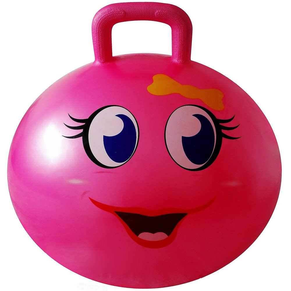 AppleRound Hippity Hoppity Hopball with Ball Pump, 18in/45cm Diameter for Age 3-7, Kangaroo Bouncer, Space Hopper Ball with Handle for Children, Printed Design (Girl)