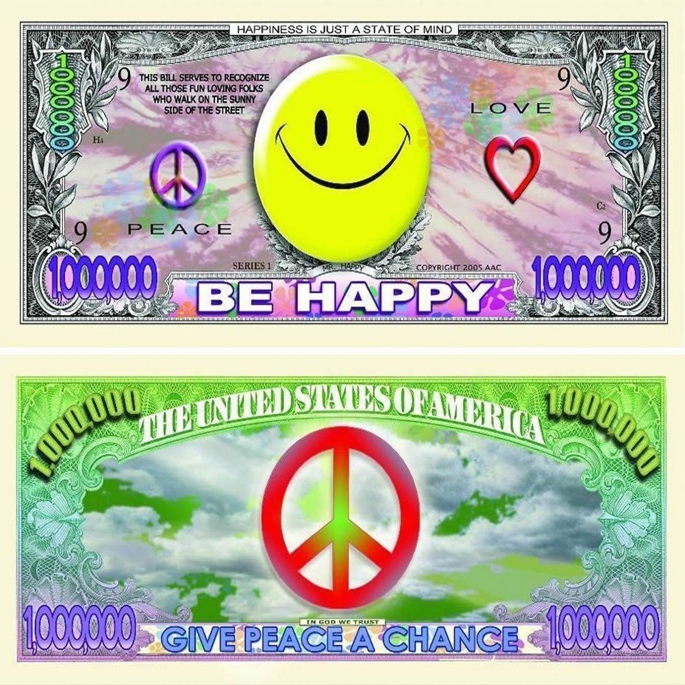 50 Be Happy (Smiley Face) Million Dollar Bills with Bonus Thanks a Million Gift Card Set