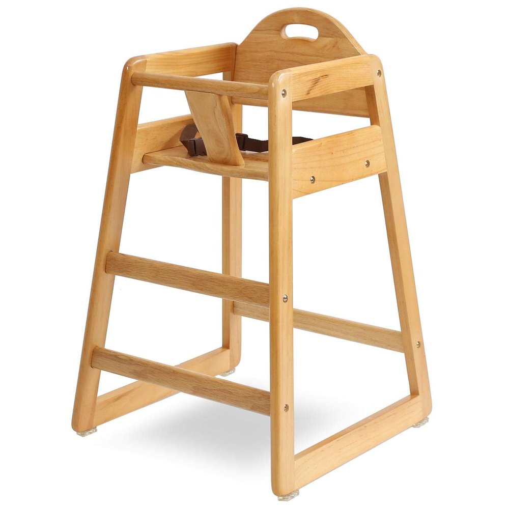 Wooden High Chair for Baby & Toddler Restaurant-Style Stackable HighChair with Commercial Grade Solid Wood for Dining Table & Kitchen Compact & Portable Design for Home & Restaurant Use -Natural