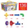 PicassoTiles PTT136 136pcs Tubular Pipes & Spout STEAM Interlocking Educational Building Block Set, Tube Locks, Pipeworks Construction Blocks w/Storage Container Box, Idea Book, Flute Musical Kit view 3
