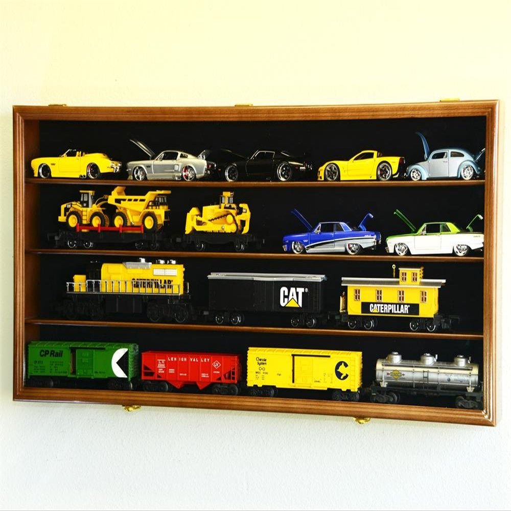 1/24 Scale Die-Cast Model 20 Cars Display Case Cabinet 98% UV Door Holds Up to 20cars, Walnut