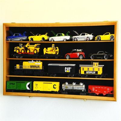 1/24 Scale Die-Cast Model 20 Cars Display Case Cabinet 98% UV Door Holds Up to 20cars, Oak