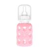 Lifefactory 4-Ounce Glass Baby Bottle with Protective Silicone Sleeve and Stage 1 Nipple Pink (LF110003C4) view 1