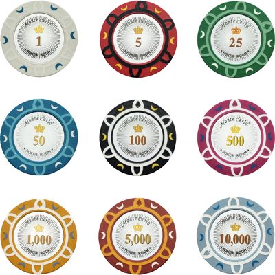 1000pcs 14g Monte Carlo Poker Room Poker Chips Bulk - Choose Denominations