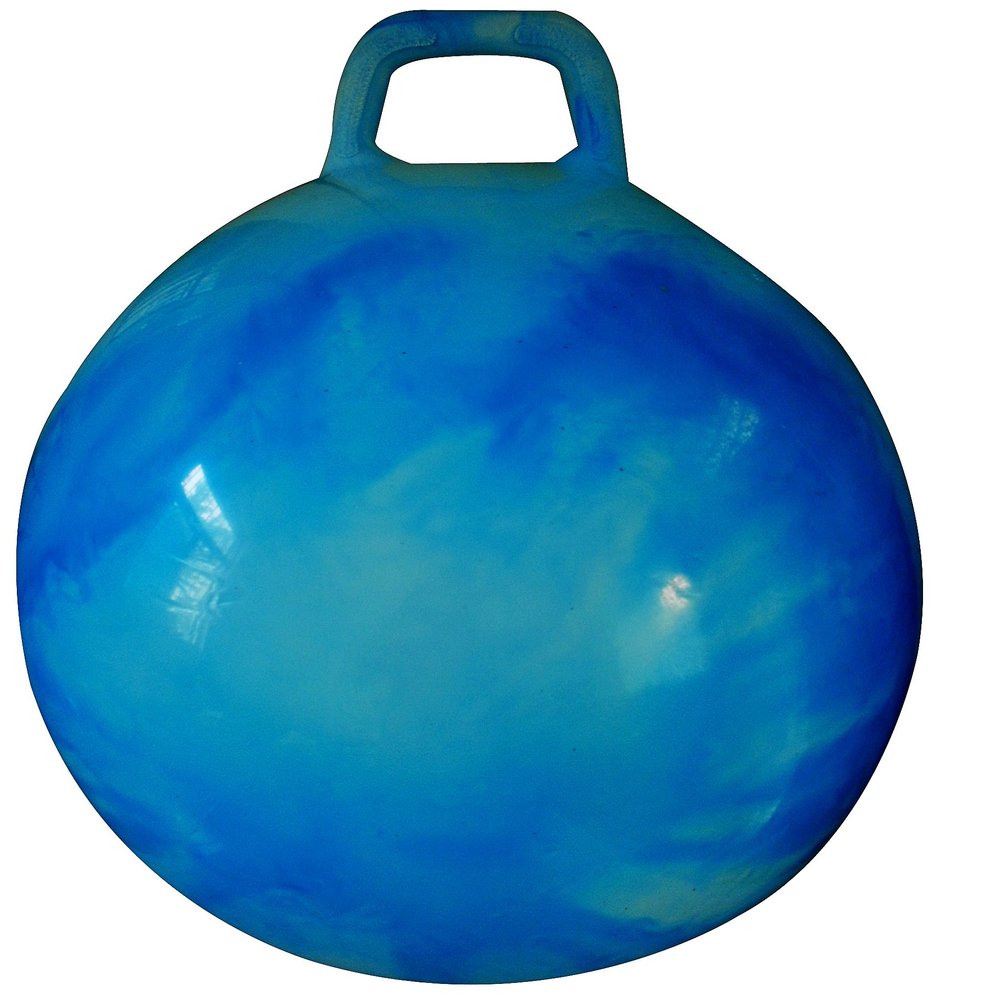 AppleRound Hippity Hoppity Hopball with Pump, Sit-On Bouncy Exercise Ball with Handle, 18 inch / 45 cm for Kids Ages 3-7, Cloud Colors (Blue)
