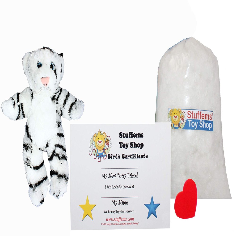 8" White Tiger Make Your Own *NO SEW* Stuffed Animal Kit