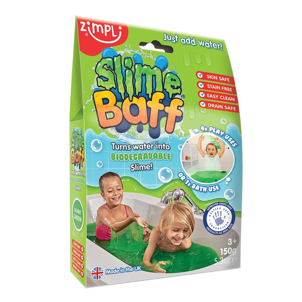 Slime Baff Green from Zimpli Kids, 1 Bath or 4 Play Uses, Magically Turns Water into Thick, Colourful Slime, Children's Birthday Presents, Montessori Bathtub Toys, Gifts for Boys & Girls, Sensory Toy