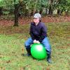 AppleRound Hippity Hoppity Jumping Ball with Pump, Bouncy Ball with Handle, 20in/50cm Diameter for Age 7-10, Kangaroo Bouncer, Space Hopper Hopball with Handle for Children, Plain Color (Green) view 3