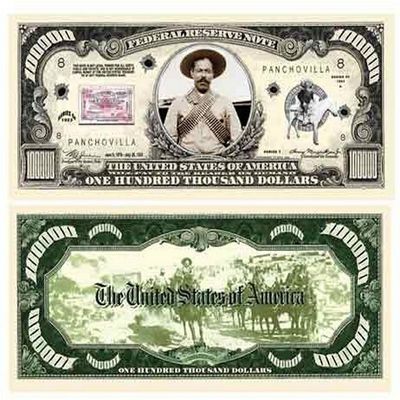 25 Pancho Villa Collectible Bills with Bonus Thanks a Million Gift Card Set