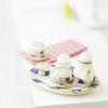 Factory Direct Craft Ultra Tiny Dainty Blue Stripe Painted Ceramic Tea Set for Dollhouse Displays, Crafting, and Creating view 3