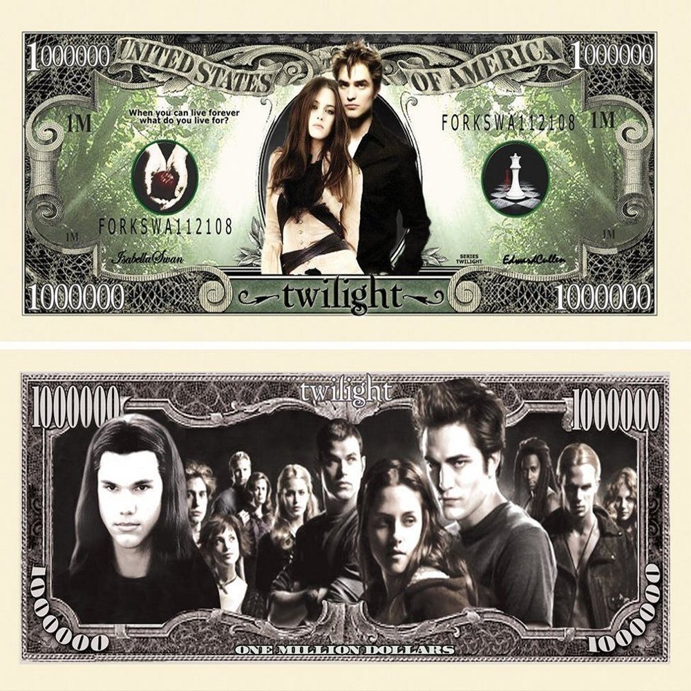 50 Twilight Million Dollar Bills with Bonus Thanks a Million Gift Card Set