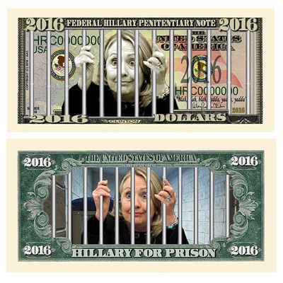 50 Limited Edition Hillary For Prison 2016 Dollar Bills with Bonus Thanks a Million Gift Card Set