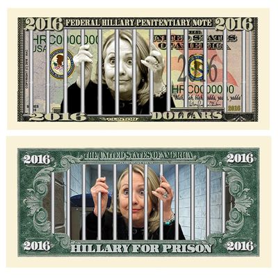 5 Limited Edition Hillary For Prison 2016 Dollar Bills with Bonus Thanks a Million Gift Card Set