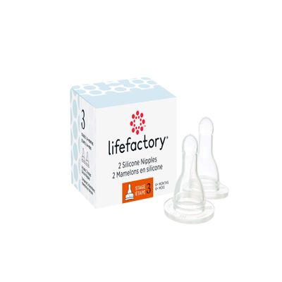 Lifefactory BPA-Free Stage 3 (6+ Months) Silicone Nipples 2-Pack