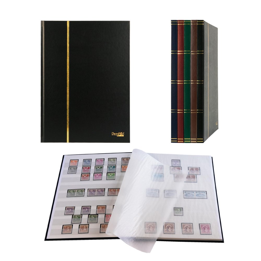 Prophila Stamp Album (New) 16 White Sides, Black Cover