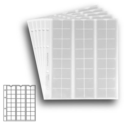 5 Numismatic Prophila Coin Sheets, 48 Pockets up to 17 mm Diameter