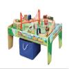 50 Piece Wooden Train Set with Activity Table & Storage Bin - 100% Hardwood Track, Engine, Oil Tanker, Caboose, Fire Engine, Station, Policeman, Farm Animals. Compatible with All Major Brands view 3