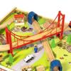 50 Piece Wooden Train Set with Activity Table & Storage Bin - 100% Hardwood Track, Engine, Oil Tanker, Caboose, Fire Engine, Station, Policeman, Farm Animals. Compatible with All Major Brands view 4