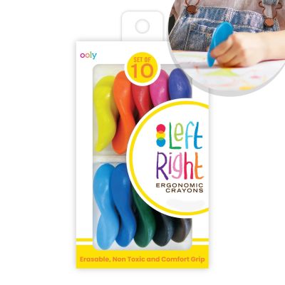 Ooly Ergonomic Erasable Crayons for Young Kids, 10 Colored Crayons in Bright Colors are Non-Toxic and Made from Eco-Friendly Polymers, No Rolling Crayon, Gifts for Kids