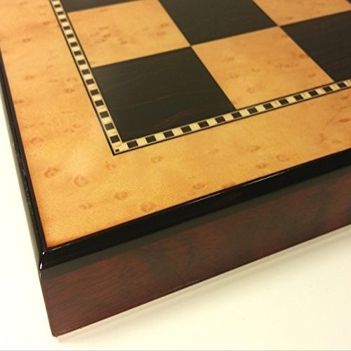 15" High Gloss Walnut & Birdseye Maple Color Chess Board