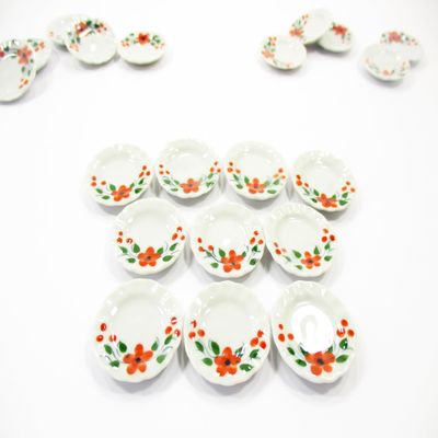 10x25mm Orange Flower Paint Plate Dish Dollhouse Miniature Ceramic Supply 12811