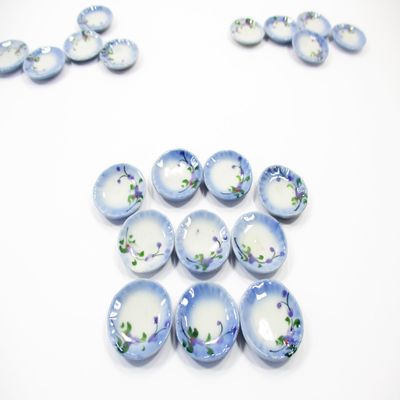 10x20mm Orchid Flower Paint Plate Dish Dollhouse Miniature Ceramic 12818