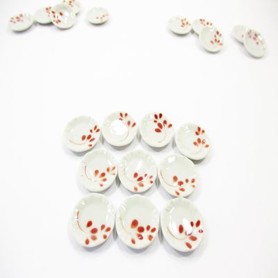 10x20mm Red Paint Plate Dish Dollhouse Miniature Ceramic Kitchenware 12820
