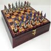HPL US American Civil War Generals Chess Set W/ 17" High Gloss Cherry & Burlwood Color Storage Board view 1