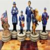 HPL US American Civil War Generals Chess Set W/ 17" High Gloss Cherry & Burlwood Color Storage Board view 2